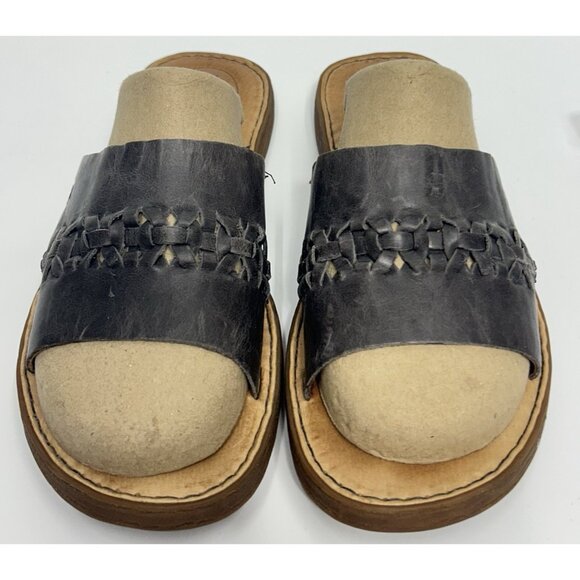 Born St Francis Sandals Women's Size 7 Grey Leather Slip On Slide Flat F61722 - Picture 4 of 11